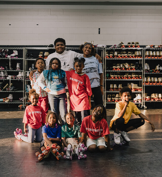 group of kids skating