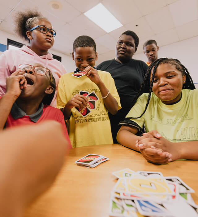 kids playing uno